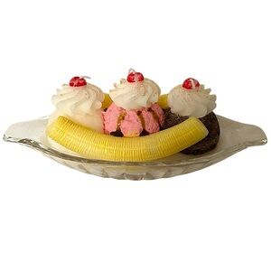 Banana Split Sundae decorative Candle - Scented Realistic Dessert Wax Figural